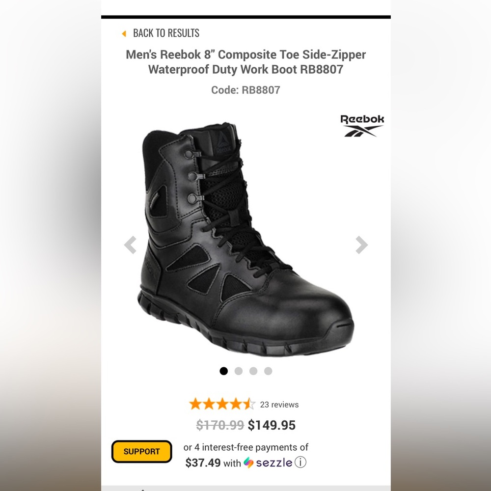 Women/Men Reebok 8” waterproof tactical boot